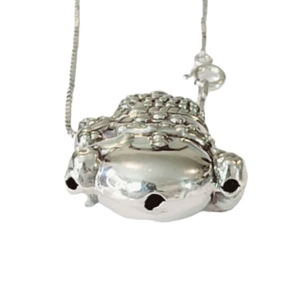 Vintage Sterling Silver Puffy Double Sided Snowman Necklace 18" - Picture 5 of 6